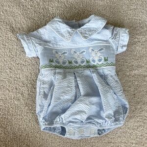 Precious Kids smocked Blue Baby Romper